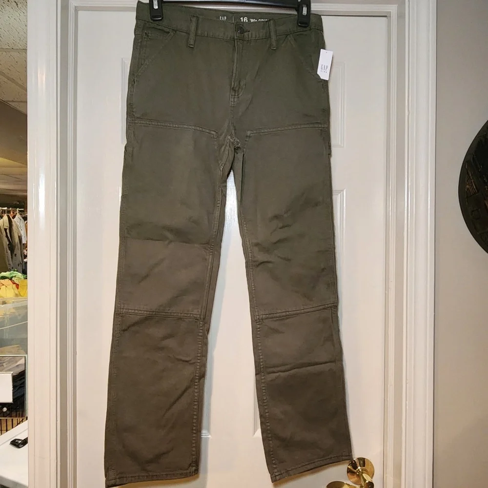NWT GAP Boys Original Straight Leg‎ Olive Green Carpenter Style Jeans Casual